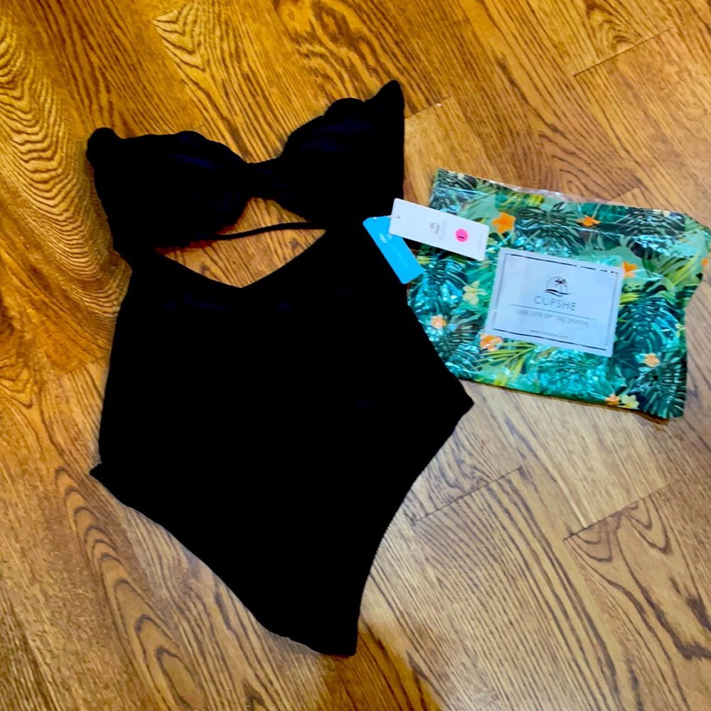 NeW cupshe  black one piece swim suits